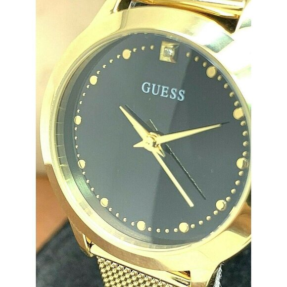 Guess Women's Watch U1197L5 Quartz Black Dial Gold Mesh Stainless Steel … - Picture 1 of 12